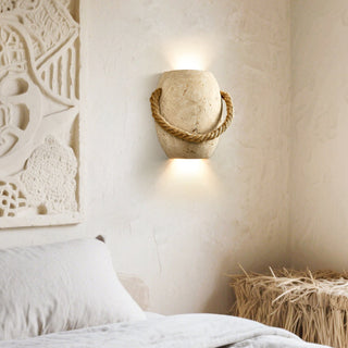 Coastal Rope Stone Wall Sconce-Neutral Decor