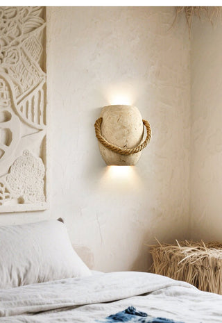 Coastal Rope Stone Wall Sconce-Neutral Decor