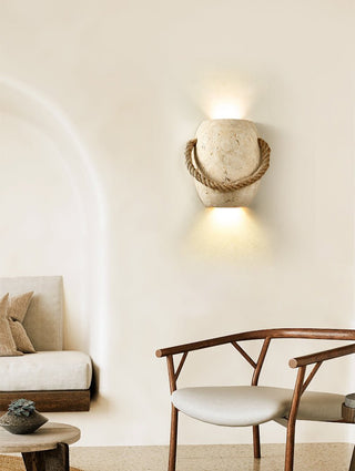 Coastal Rope Stone Wall Sconce-Neutral Decor