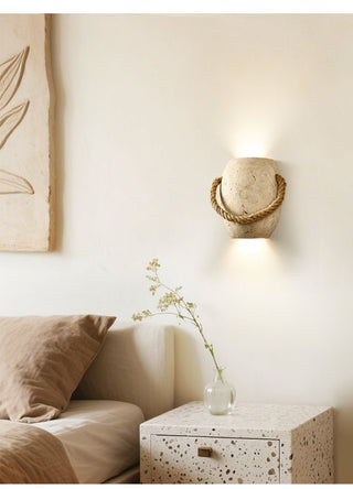 Coastal Rope Stone Wall Sconce-Neutral Decor