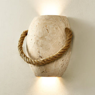 Coastal Rope Stone Wall Sconce-Neutral Decor