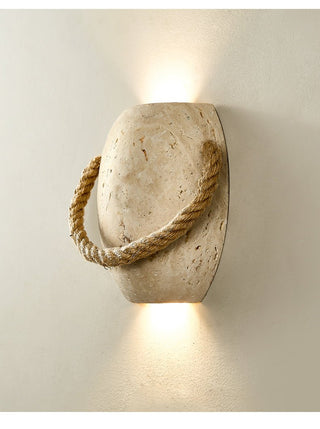 Coastal Rope Stone Wall Sconce-Neutral Decor