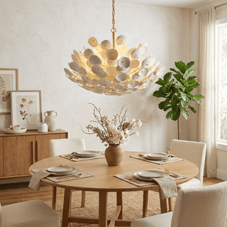Coconut Disc Chandelier-Neutral Decor