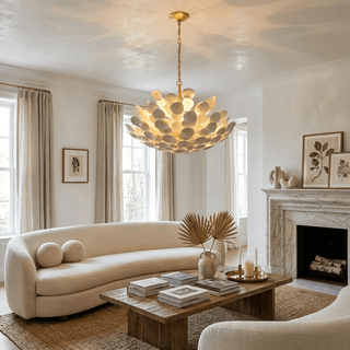 Coconut Disc Chandelier-Neutral Decor