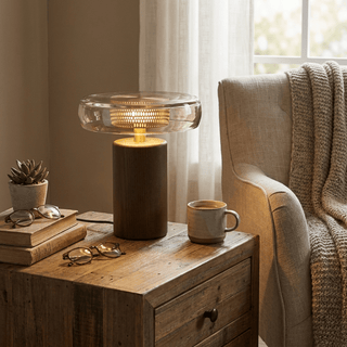 Cognac Disc Table Lamp-Neutral Decor