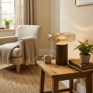Cognac Disc Table Lamp-Neutral Decor
