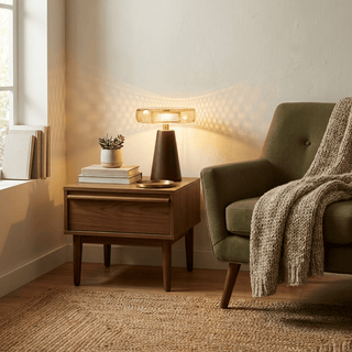 Cognac Disc Table Lamp-Neutral Decor