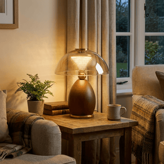 Cognac Disc Table Lamp-Neutral Decor