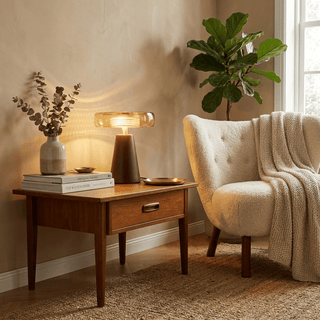 Cognac Disc Table Lamp-Neutral Decor
