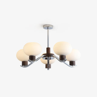 Lustra Lustre Élégant en Chrome et Noyer