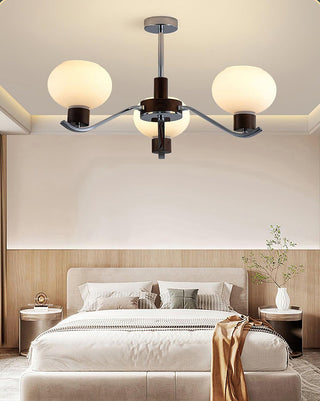 Lustra Lustre Élégant en Chrome et Noyer