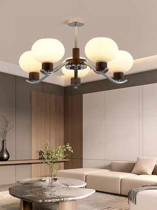 Lustra Lustre Élégant en Chrome et Noyer