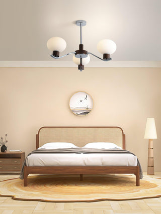 Lustra Lustre Élégant en Chrome et Noyer