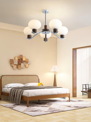 Lustra Lustre Élégant en Chrome et Noyer