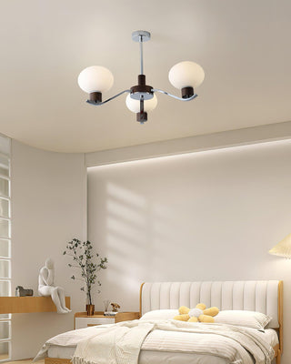 Lustra Lustre Élégant en Chrome et Noyer