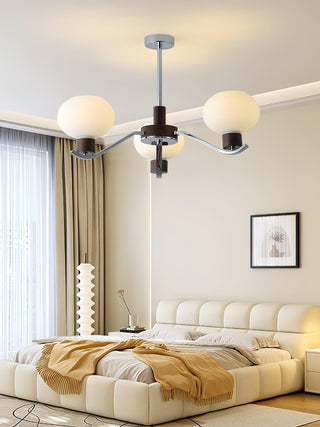 Lustra Lustre Élégant en Chrome et Noyer