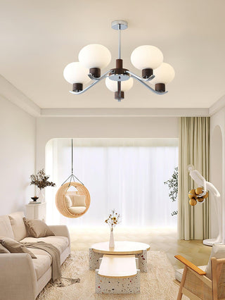 Lustra Lustre Élégant en Chrome et Noyer