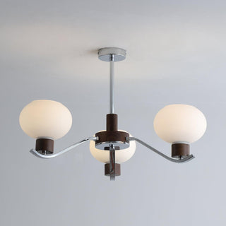 Lustra Lustre Élégant en Chrome et Noyer