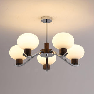 Lustra Lustre Élégant en Chrome et Noyer