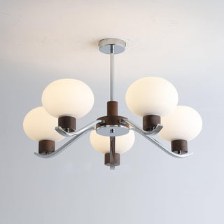Lustra Lustre Élégant en Chrome et Noyer