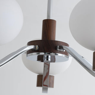 Lustra Lustre Élégant en Chrome et Noyer