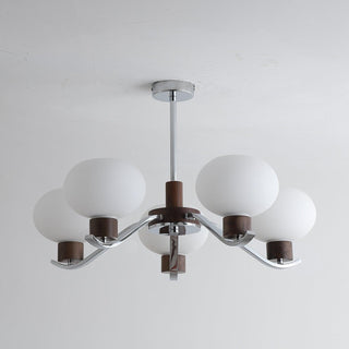 Lustra Lustre Élégant en Chrome et Noyer