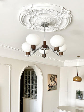 Lustra Lustre Élégant en Chrome et Noyer