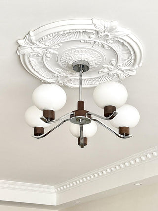 Lustra Lustre Élégant en Chrome et Noyer