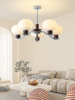 Lustra Lustre Élégant en Chrome et Noyer