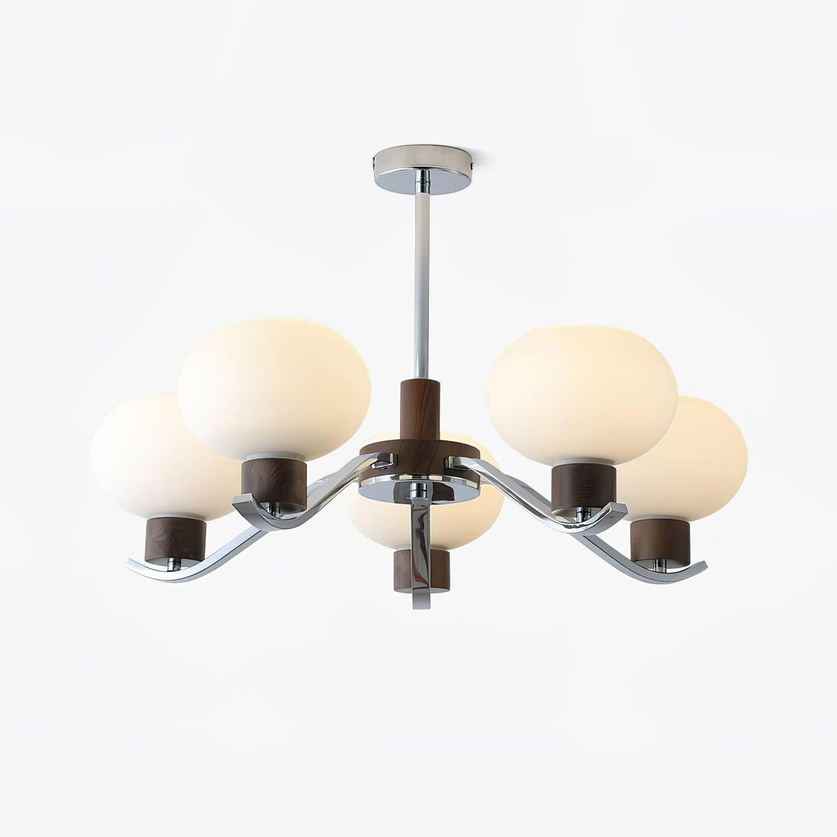 Rosara Lustre Élégant en Chrome et Noyer