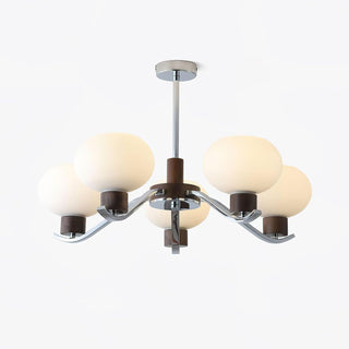 Lustra Lustre Élégant en Chrome et Noyer