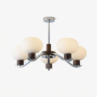 Lustra Lustre Élégant en Chrome et Noyer