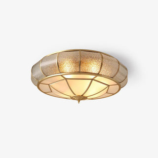 Ulrinara Postmoderne Luxe Tambour Laiton Verre Plafonnier