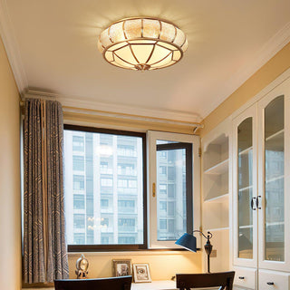 Ulrinara Postmoderne Luxe Tambour Laiton Verre Plafonnier
