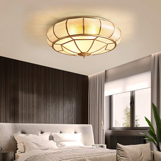 Ulrinara Postmoderne Luxe Tambour Laiton Verre Plafonnier