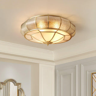 Ulrinara Postmoderne Luxe Tambour Laiton Verre Plafonnier