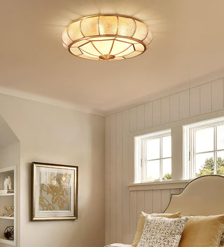 Ulrinara Postmoderne Luxe Tambour Laiton Verre Plafonnier