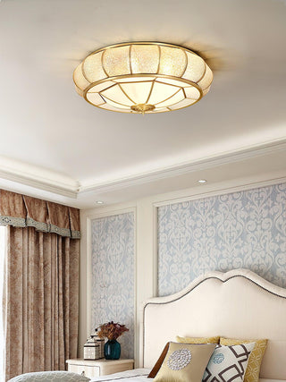 Ulrinara Postmoderne Luxe Tambour Laiton Verre Plafonnier