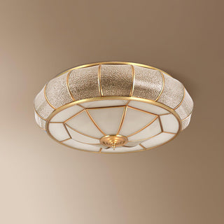 Ulrinara Postmoderne Luxe Tambour Laiton Verre Plafonnier