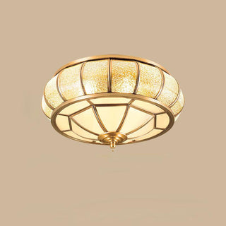Ulrinara Postmoderne Luxe Tambour Laiton Verre Plafonnier