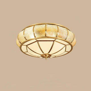 Ulrinara Postmoderne Luxe Tambour Laiton Verre Plafonnier