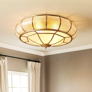 Ulrinara Postmoderne Luxe Tambour Laiton Verre Plafonnier