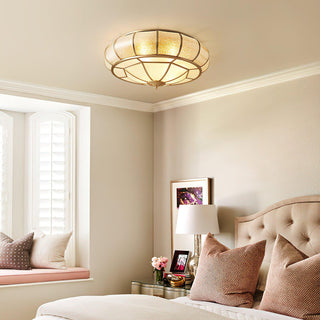 Ulrinara Postmoderne Luxe Tambour Laiton Verre Plafonnier