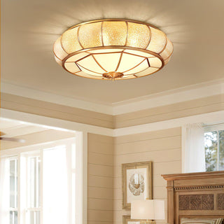 Ulrinara Postmoderne Luxe Tambour Laiton Verre Plafonnier