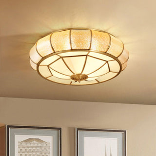 Ulrinara Postmoderne Luxe Tambour Laiton Verre Plafonnier