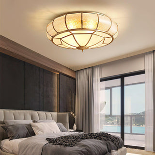 Ulrinara Postmoderne Luxe Tambour Laiton Verre Plafonnier