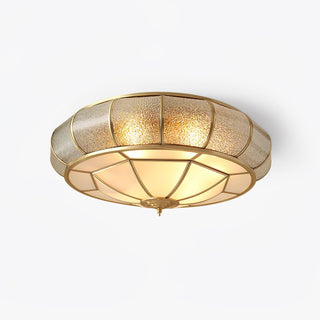 Ulrinara Postmoderne Luxe Tambour Laiton Verre Plafonnier