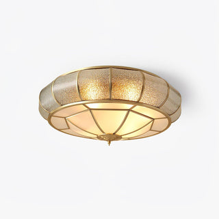 Ulrinara Postmoderne Luxe Tambour Laiton Verre Plafonnier