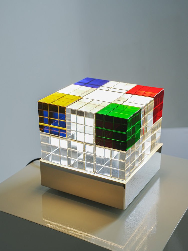 Colored Crystal Cube Table Lamp-Neutral Decor