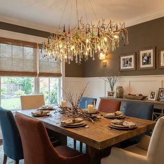 Colorful Raindrop Brass Branch Chandelier-Neutral Decor